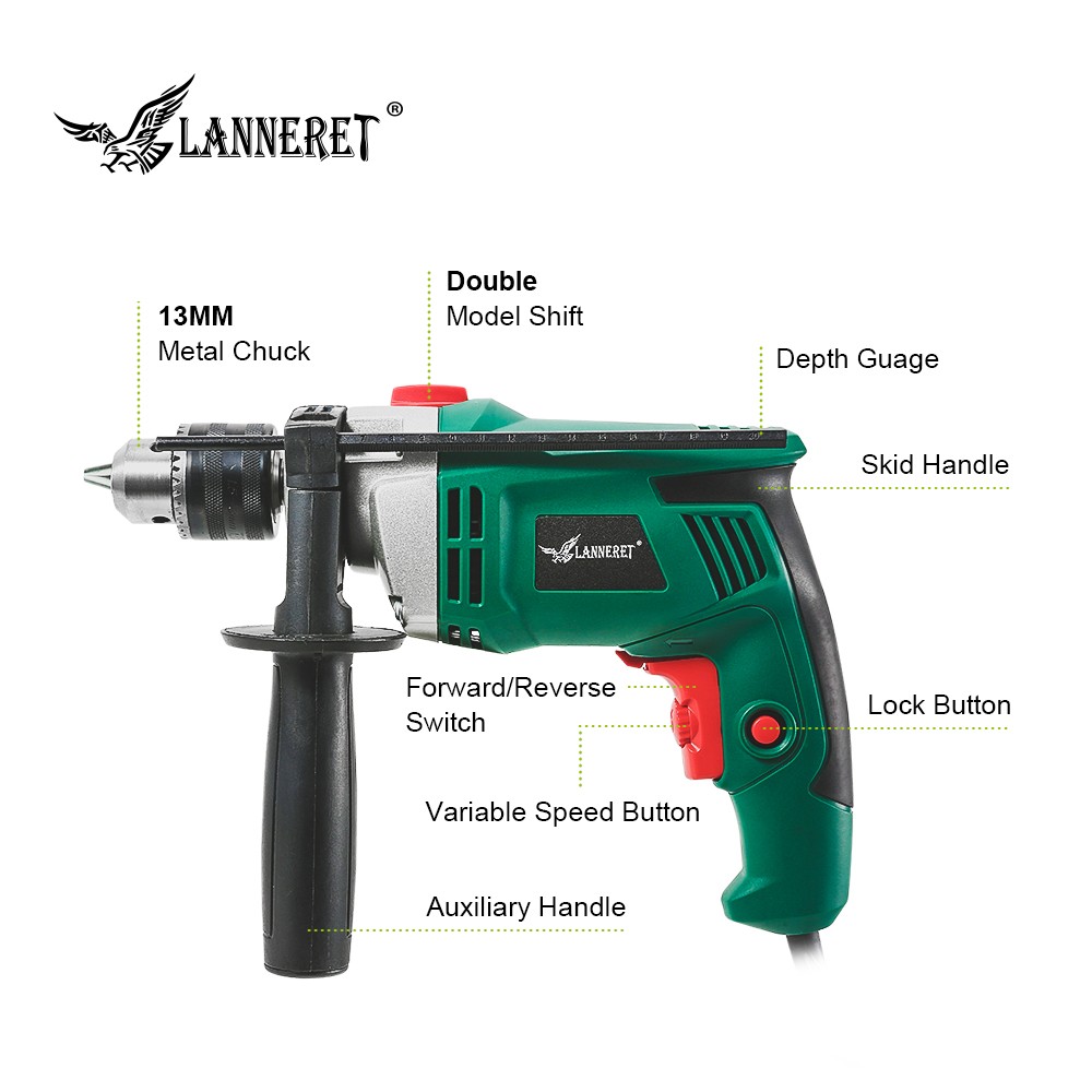 lanneret 710w electric drill hammer drill impact drill