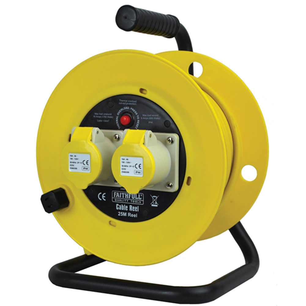 Faithfull Power Plus Cable Reel 25m - 16amp 110 Volt 2.5mm Cable Tools ...